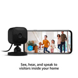 Blink Mini – Compact indoor plug-in smart security camera, 1080p HD video, night vision, motion detection, two-way audio, easy set up, Works with Alexa – 3 cameras (Black) Black Camera Only