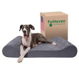 Furhaven Orthopedic Dog Bed for Large Dogs w/ Removable Washable Cover, For Dogs Up to 75 lbs - Ultra Plush Faux Fur & Suede Luxe Lounger Contour Mattress - Gray, Jumbo/XL Ultra Plush (Gray) 45.0"L x 30.0"W x 6.0"Th Orthopedic Foam