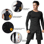BOOMCOOL Men Workout Clothes Outfit Fitness Apparel Gym Outdoor Running Compression Pants Shirt Top Long Sleeve Jacket Black X-Large