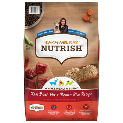 Rachael Ray Nutrish Premium Natural Dry Dog Food, Real Beef, Pea, & Brown Rice Recipe, 40 Pound Bag (Packaging May Vary) Dry Food Beef, Pea & Brown Rice 40 Pound (Pack of 1)