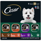 CESAR Adult Wet Dog Food Classic Loaf in Sauce Beef Recipe, Filet Mignon, Grilled Chicken and Porterhouse Steak Variety Pack, 3.5 oz. Easy Peel Trays (Pack of 24) Beef, Filet Mignon, Chicken, Steak 3.5 Ounce (Pack of 24)