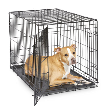MidWest Homes for Pets Newly Enhanced Single Door iCrate Dog Crate, Includes Leak-Proof Pan, Floor Protecting Feet , Divider Panel & New Patented Features 36.0"L x 23.0"W x 25.0"H Black