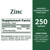 Nature's Bounty Zinc Caplets 50mg 250ct 250 Count (Pack of 1)