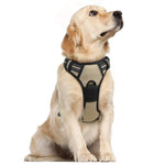 rabbitgoo Dog Harness, No-Pull Pet Harness with 2 Leash Clips, Adjustable Soft Padded Dog Vest, Reflective No-Choke Pet Oxford Vest with Easy Control Handle for Large Dogs, Black, L