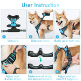 rabbitgoo Dog Harness, No-Pull Pet Harness with 2 Leash Clips, Adjustable Soft Padded Dog Vest, Reflective No-Choke Pet Oxford Vest with Easy Control Handle for Large Dogs, Black, L