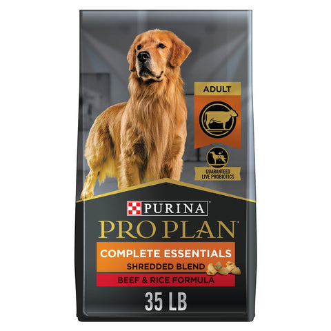 Purina Pro Plan High Protein Dog Food With Probiotics for Dogs, Shredded Blend Beef & Rice Formula - 35 lb. Bag 35 Pound (Pack of 1)
